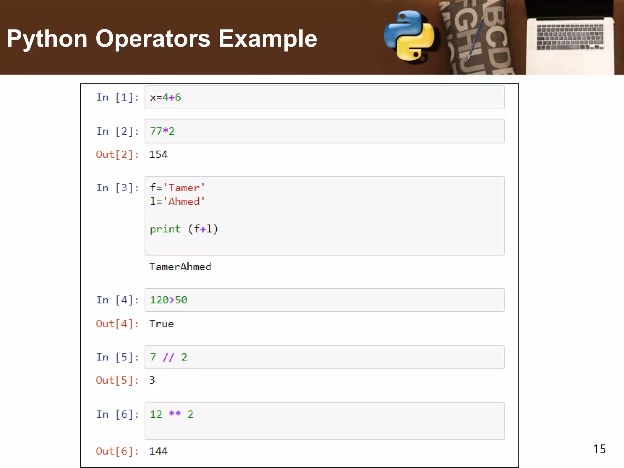 15 Python Operators Example 