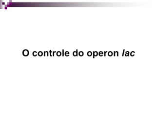 O controle do operon lac
 