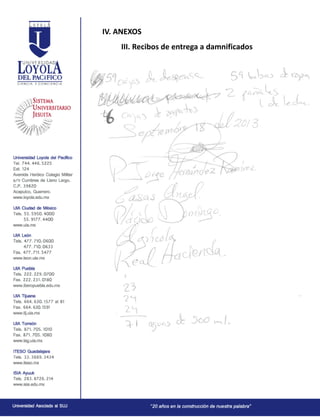 IV. ANEXOS
III. Recibos de entrega a damnificados
 