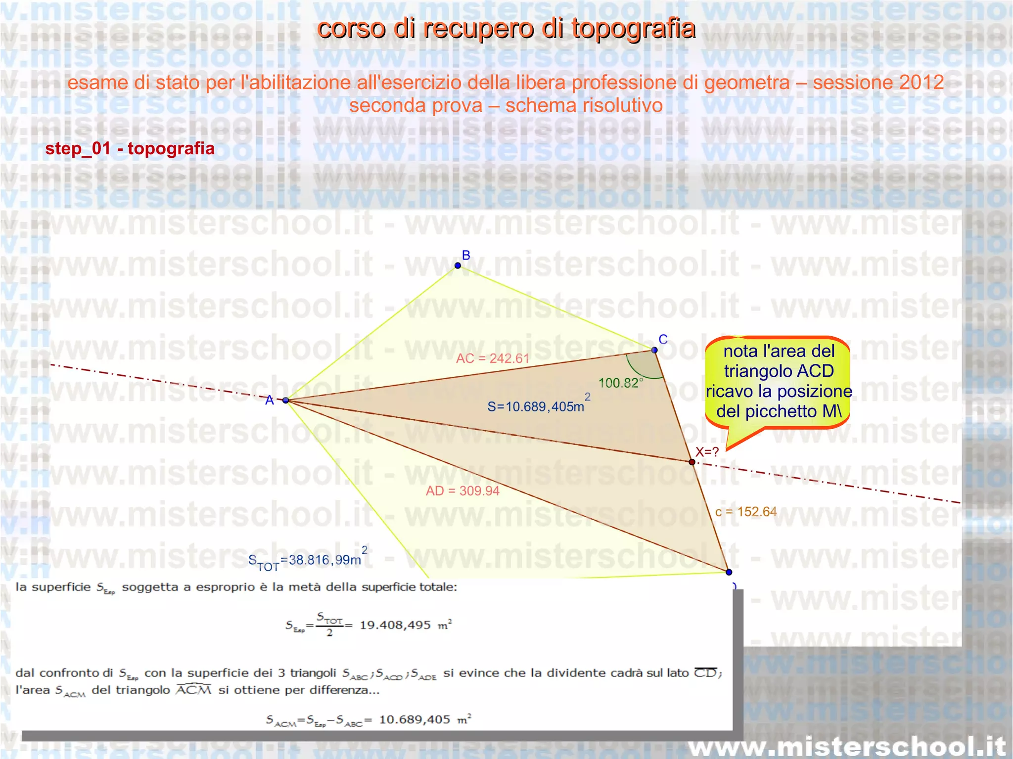 esame abilitazione geometri 2012 - risoluzione step_01 - topografia | PDF