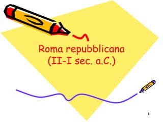 1
Roma repubblicana
(II-I sec. a.C.)
Roma repubblicana
(II-I sec. a.C.)
 