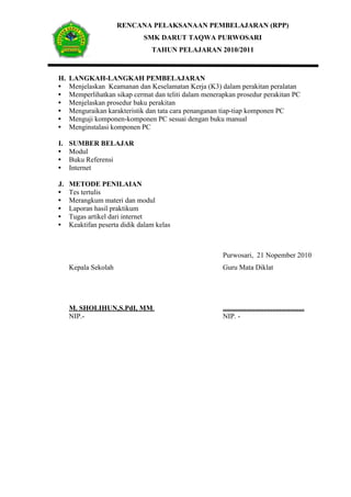 Pdi Rpp 01 rpp merakit_pc.doc (1) | PDF
