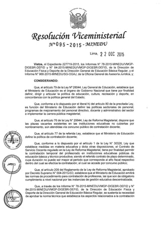 Resolución Viceministerial  N° 095 2015-minedu ⒽⓈⒽ