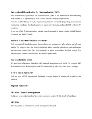 Iso Organization Standard Examples ISO Certification | DOC