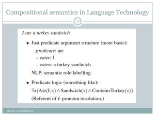 Compositional semantics in Language Technology
27

Lecture 1: Introduction

 