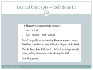 Lexical Concepts – Relations (i)
49

Lecture 1: Introduction

 