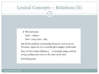 Lexical Concepts – Relations (ii)
50

Lecture 1: Introduction

 