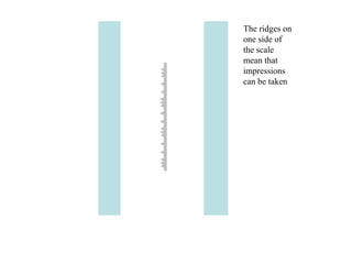 The ridges on
one side of
the scale
mean that
impressions
can be taken
 