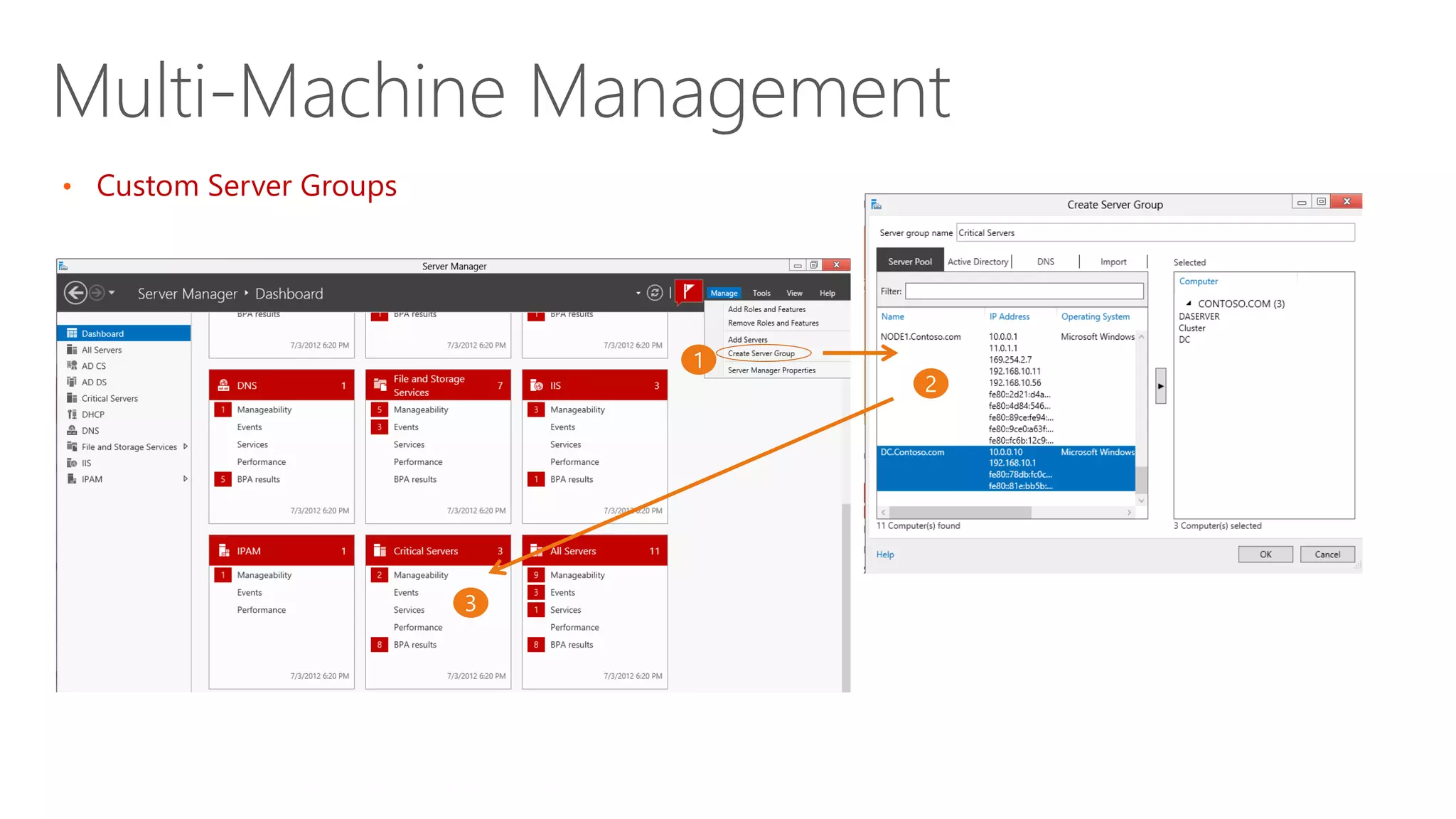 Multi-Machine Management
• Custom Server Groups
 