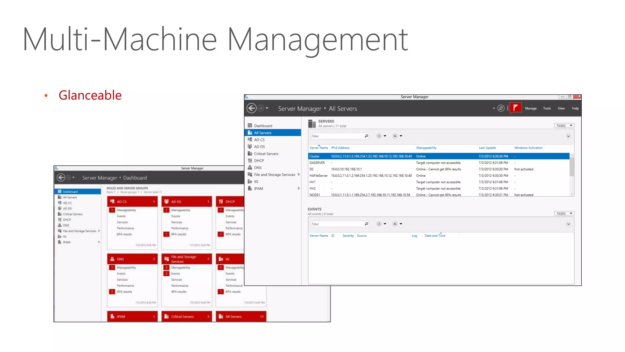 Multi-Machine Management
 • Glanceable
 