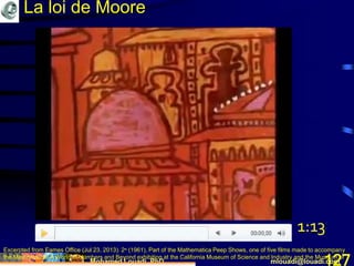 Mohamed Louadi, PhD mlouadi@louadi.com127
Excerpted from Eames Office (Jul 23, 2013). 2ⁿ (1961), Part of the Mathematica Peep Shows, one of five films made to accompany
the Mathematica: A World of Numbers and Beyond exhibition at the California Museum of Science and Industry and the Museum of
1:13
La loi de Moore
 