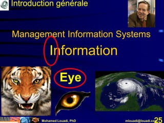 Mohamed Louadi, PhD mlouadi@louadi.com25
Information
Management Information Systems
Eye
Introduction générale
 