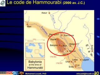Mohamed Louadi, PhD mlouadi@louadi.com30
Le code de Hammourabi (2000 av. J.C.)
 