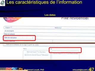 Mohamed Louadi, PhD mlouadi@louadi.com67
Les dates
Les caractéristiques de l’information
 
