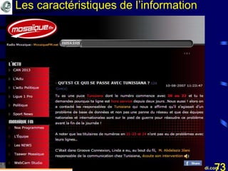 Mohamed Louadi, PhD mlouadi@louadi.com73
Les caractéristiques de l’information
 