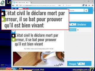 Mohamed Louadi, PhD mlouadi@louadi.com77
Les caractéristiques de l’information
Voir http://www.viedemerde.fr/article/l-etat-civil-le-declare-mort-par-erreur-il-se-bat-pour-prouver-qu-il-est-bien-
vivant_256223.html
 