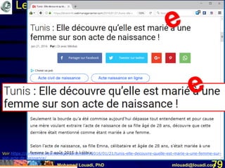 Mohamed Louadi, PhD mlouadi@louadi.com79
Les caractéristiques de l’information
Voir https://directinfo.webmanagercenter.com/2016/01/21/tunis-elle-decouvre-quelle-est-marie-a-une-femme-sur-
son-acte-de-naissance/
 