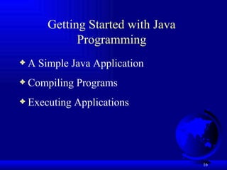 Getting Started with Java Programming A Simple Java Application Compiling Programs Executing Applications 