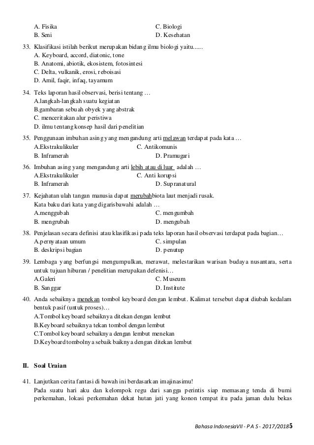 Soal Soal Bhs Indonesia Soal Soal Bhs Indonesia