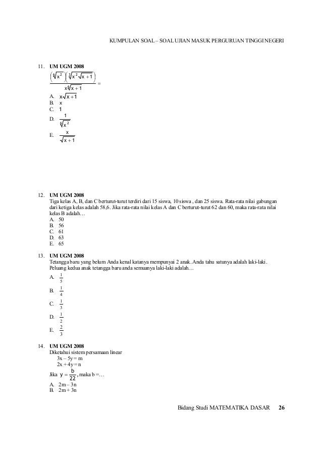 01 Soal Matematika Dasar 2000 2009