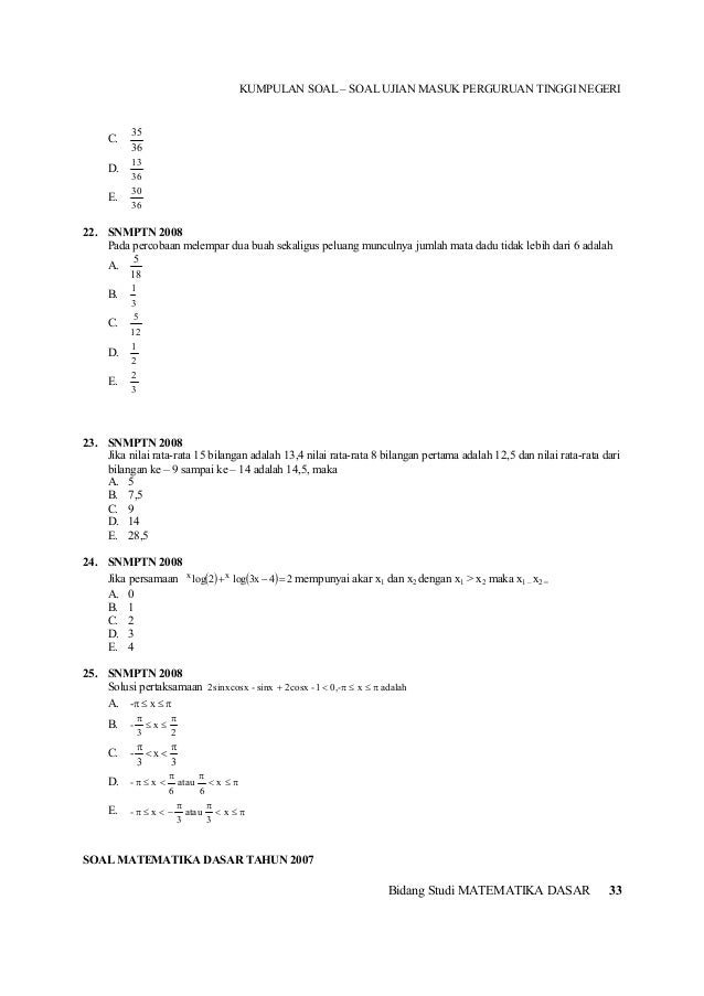 01 Soal Matematika Dasar 2000 2009