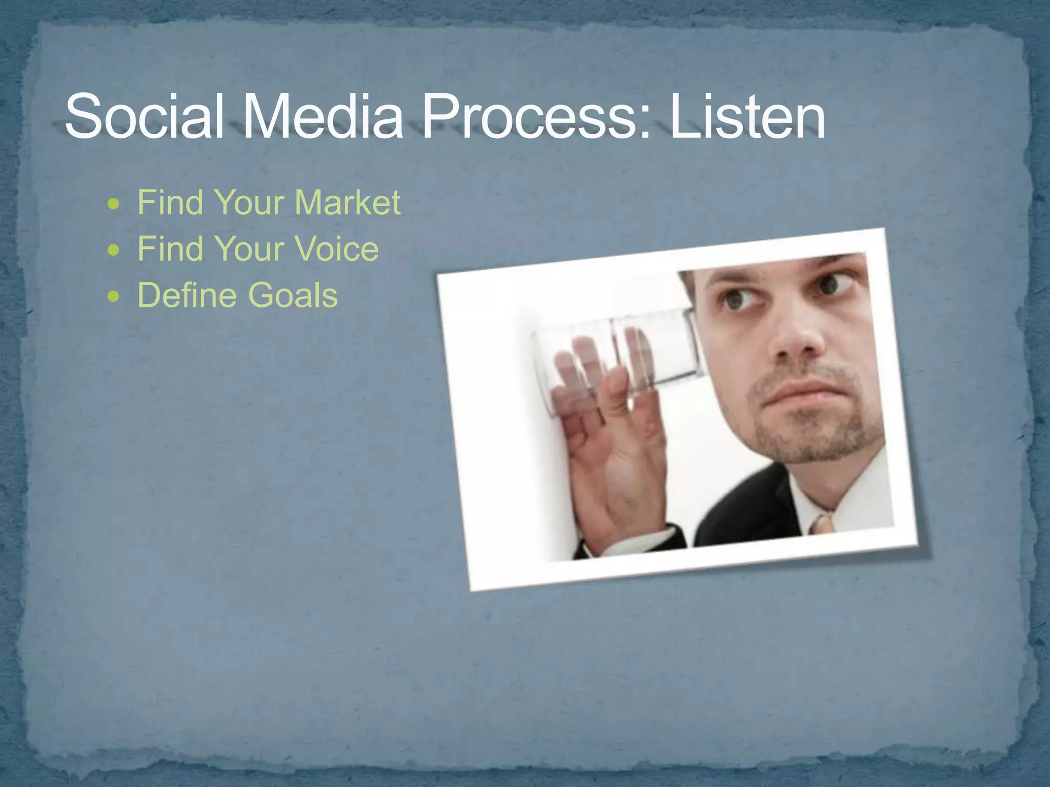  Find Your Market
 Find Your Voice
 Define Goals
 