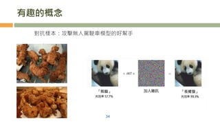 有趣的概念
對抗樣本：攻擊無人駕駛車模型的好幫手
34
 