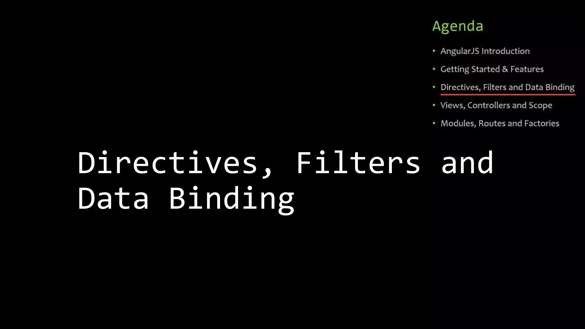 Directives, Filters and Data Binding 