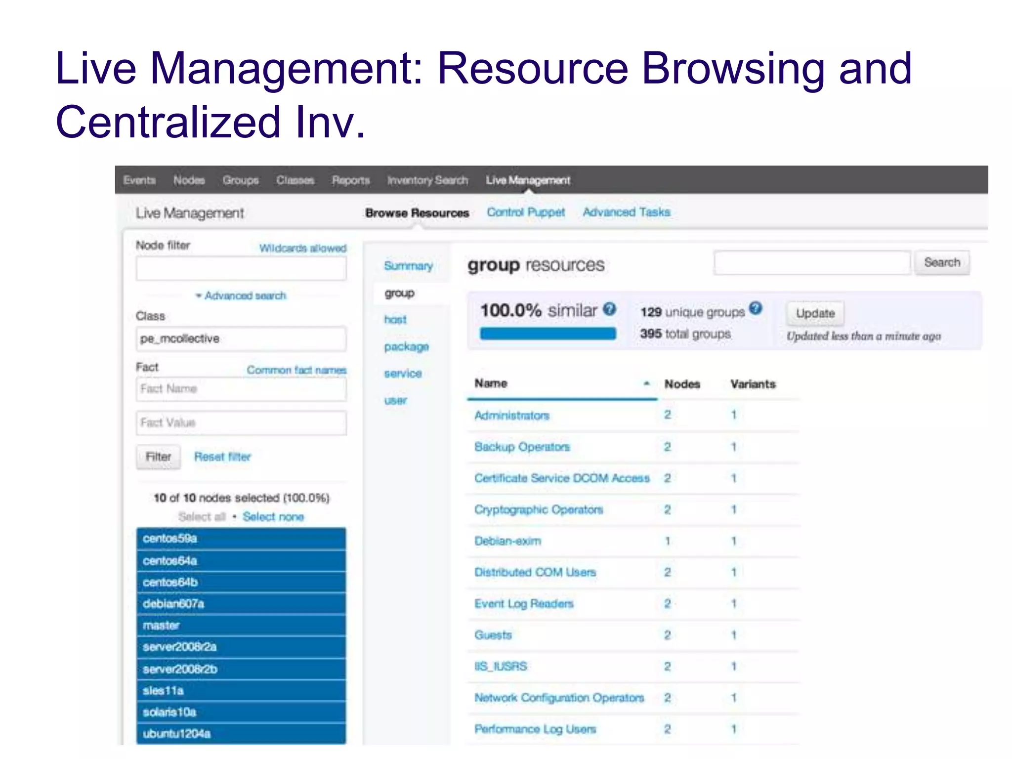 Live Management: Resource Browsing and
Centralized Inv.

 