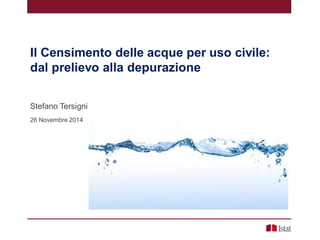 Il Censimento delle acque per uso civile: 
dal prelievo alla depurazione 
Stefano Tersigni 
26 Novembre 2014  