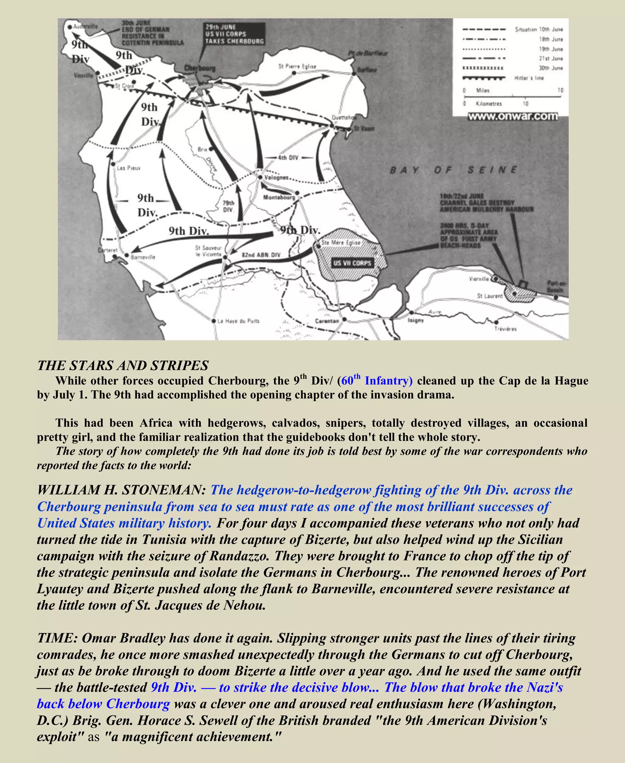 Monument for the 9th Division at Barneville sur Mer, France
UTAH BEACH TO CHERBOURG
https://books.google.com/books?id=02hjDW6pfMcC&pg=PA110&lpg=PA110&dq=9th+Division+at+Barneville+sur+Mer,+Fr
ance&source=bl&ots=K8BCdYWdxs&sig=eyAGXRqJRRSsHzvRKFE-
BnmqqQE&hl=en&sa=X&ei=Ax2KVeTuLYq8ggSKt51o&ved=0CCkQ6AEwAzgK#v=onepage&q=9th%20Division%20at%2
0Barneville%20sur%20Mer%2C%20France&f=false
 
