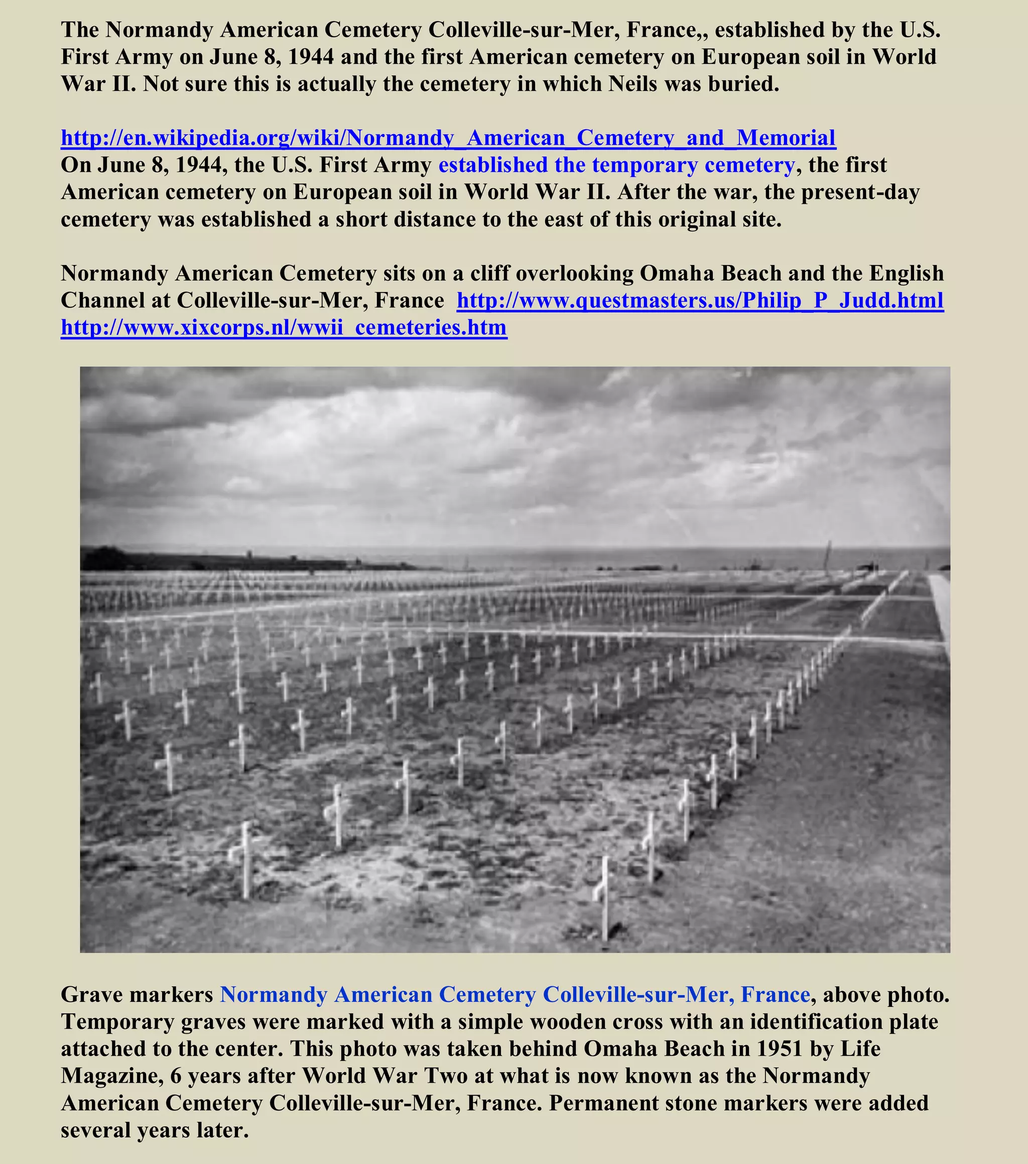 "Breakout". Public Domain via Wikimedia Commons -
https://commons.wikimedia.org/wiki/File:Breakout.jpg#/media/File:Breakout.jpg
August 1-13, 1944
Operation Cobra 25-30 Jul
By July, it was apparent that despite a generally successful campaign in Normandy thus far, Allied
progress had been excruciatingly slow. By mid-Jul the front lines were what the Allied high command
planned to be five days after a successful landing. The first attempt at a breakout, Operation Goodwood,
was a failure; the predominantly British attempt utilized a large armor formation to, unsuccessfully,
create a gap.
On 25 Jul Omar Bradley launched Operation Cobra, using VII Corps' infantry divisions to create and
hold a gap in the German lines while sending three divisions of men through the gap, bring the war
beyond the hedgerow country that had frustrated the Allied troops so much. Preceding this massive
breakout operation was an even larger air bombardment. American artillery officer Donald Bennett
recalled the morning of 25 Jul when the bombing by 1,500 aircraft started:
Across three hours nearly every combat-capable plane in western Europe came in, starting with
medium B-25s and B-26s, followed by the lumbering B-17s and B-24s, while a thousand or more
fighters circled around the edge of the action, pouncing on any target of opportunity. The ground
rolled from the concussion, smacking through the soles of our feet, pillars of smoke and dirt rising
thousands of feet into the air.
A total of 600 tons of bombs was released. The earlier waves of bombs were dropped on top of Germans
as planned, but as the smoke and fire blurred boundaries, bombardiers of the final few waves had a
tough time figuring out where the Germans were. As a result, some of the bombs landed on top of
American units. US Army Lieutenant Charles Scheffel and his unit was among those bracketed by
friendly fire. (Company C, 39th Infantry Reg., 9th Div and adjacent to 30th
Div) Though they had front
row seats, most of the 9th Division was west of the area where friendly fire bombs landed.
On my left, a crashing boom slammed me against the side of my foxhole and bounced me off the
quaking ground. Pain knifed into my ears and squeezed air out of my lungs. I sucked in dirt and
choked trying to breathe. Spitting, I opened my mouth against the deafening roar. Mother of God,
they were going to kill us all.... I prayed somebody somewhere was on the horn telling these guys what
they were doing to us down here.
 