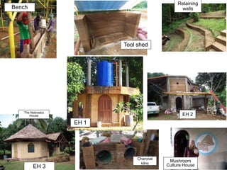 Mushroom
Culture House
Bench
EH 3
The Nebraska
House
Tool shed
Retaining
walls
EH 2
Charcoal
kilns
EH 1
 