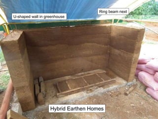 Hybrid Earthen Homes
U-shaped wall in greenhouse
Ring beam next
 