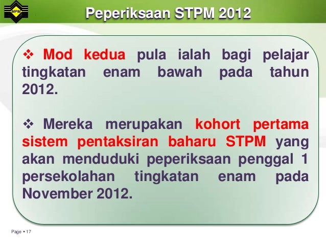Taklimat Pengenalan Sistem Pentaksiran Baharu STPM 2012