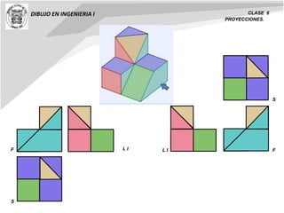 DIBUJO EN INGENIERIA I CLASE 6
PROYECCIONES.
F
S
L I
S
F L I
 