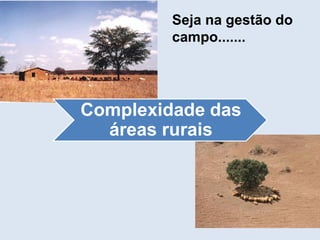 Seja na gestão do
campo.......
Complexidade das
áreas rurais
 