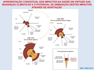 APRESENTAÇÃO CONCEITUAL DOS IMPACTOS NA SAÚDE EM VIRTUDE DAS
MUDANÇAS CLIMÁTICAS E O POTENCIAL DE DIMINUIÇÃO DESTES IMPACTOS
ATRAVÉS DE ADAPTAÇÃO
AR5 -WGII 2014
 