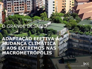 ADAPTAÇÃO EFETIVA À
MUDANÇA CLIMÁTICA
E AOS EXTREMOS NAS
MACROMETRÓPOLIS
O GRANDE DESAFIO
 