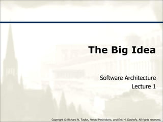 The Big Idea Software Architecture Lecture 1 