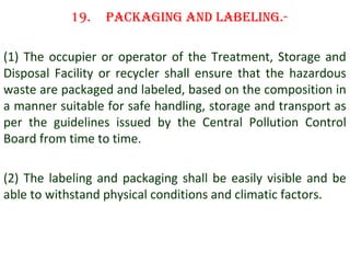 01 the hazardous wastes (management, handling & | PPT