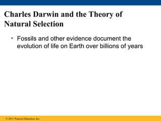 Charles Darwin and the Theory of
Natural Selection
• Fossils and other evidence document the
evolution of life on Earth ov...