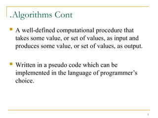 implementing a few advanced algorithms with python |... 01_The Role of Algorithms in Computing.ppt