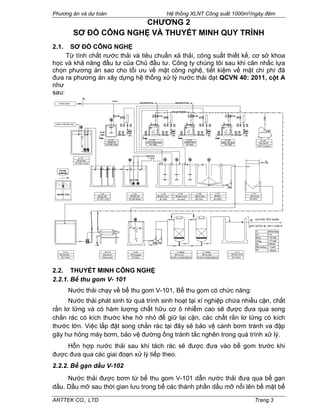 Phương án và dự toán Hệ thống XLNT Công suất 1000m3/ngày.đêm
ARTTEK CO., LTD Trang 3
CHƯƠNG 2
SƠ ĐỒ CÔNG NGHỆ VÀ THUYẾT MI...