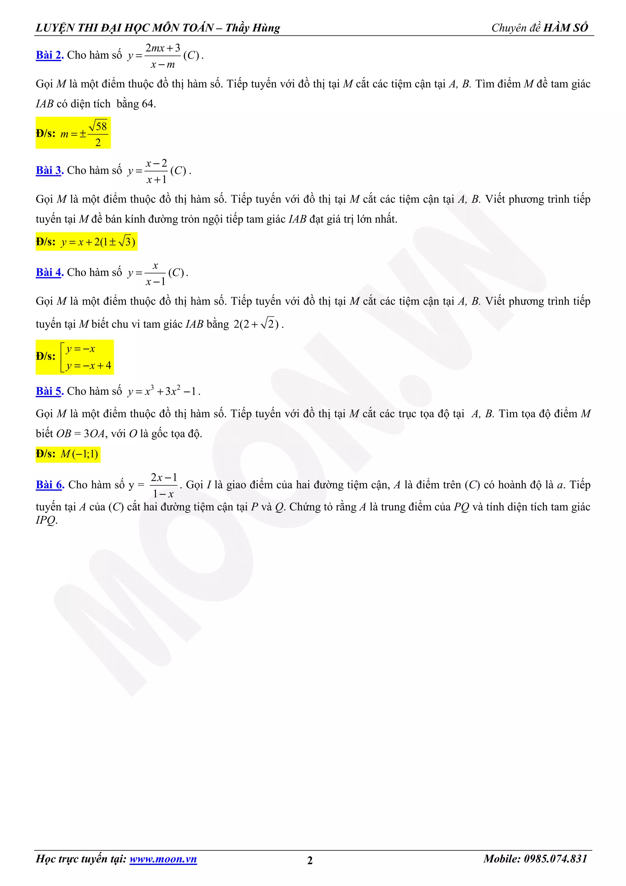01 tiep tuyen cua do thi ham so p2_tlbg | PDF