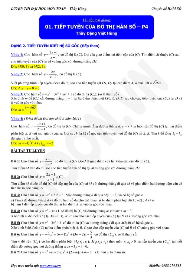 01 Tiep Tuyen Cua Do Thi Ham So P4 tlbg PDF 01 tiep tuyen cua do thi ham so p4 tlbg pdf