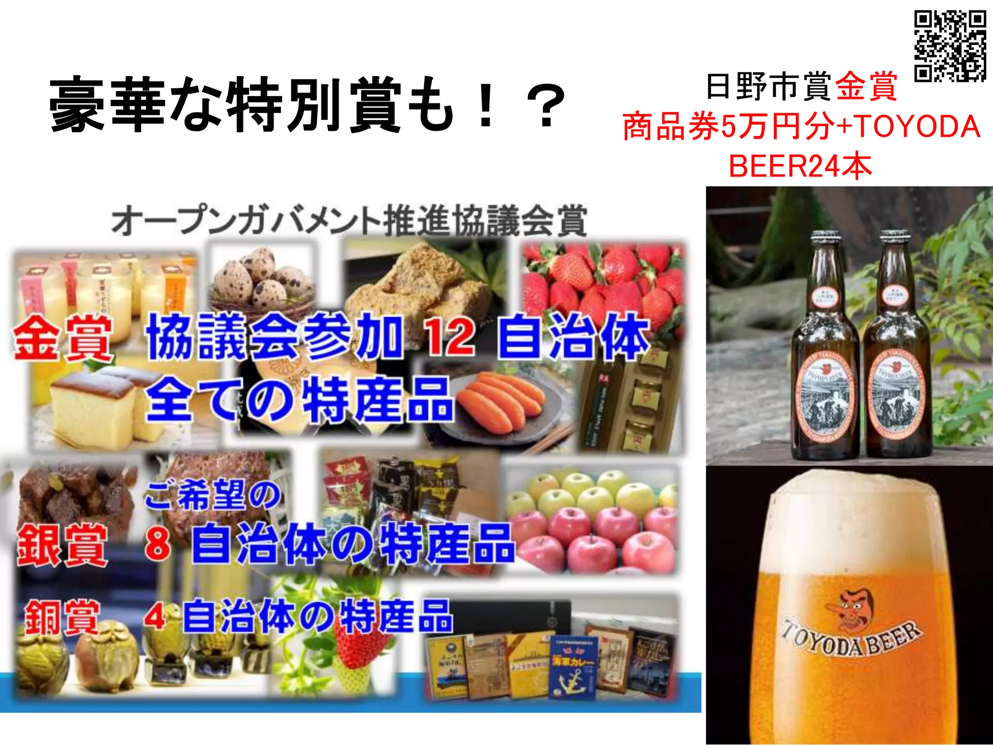 6
豪華な特別賞も！？ 日野市賞金賞
商品券5万円分+TOYODA
BEER24本
 