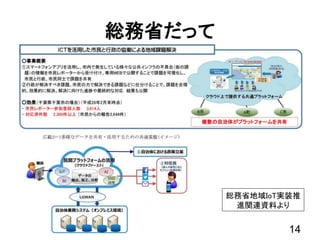総務省だって
14
総務省地域IoT実装推
進関連資料より
 