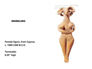 MODELING
Female figure, from Cyprus.
c. 1500-1200 B.C.E.
Terracotta.
6.25” high
 