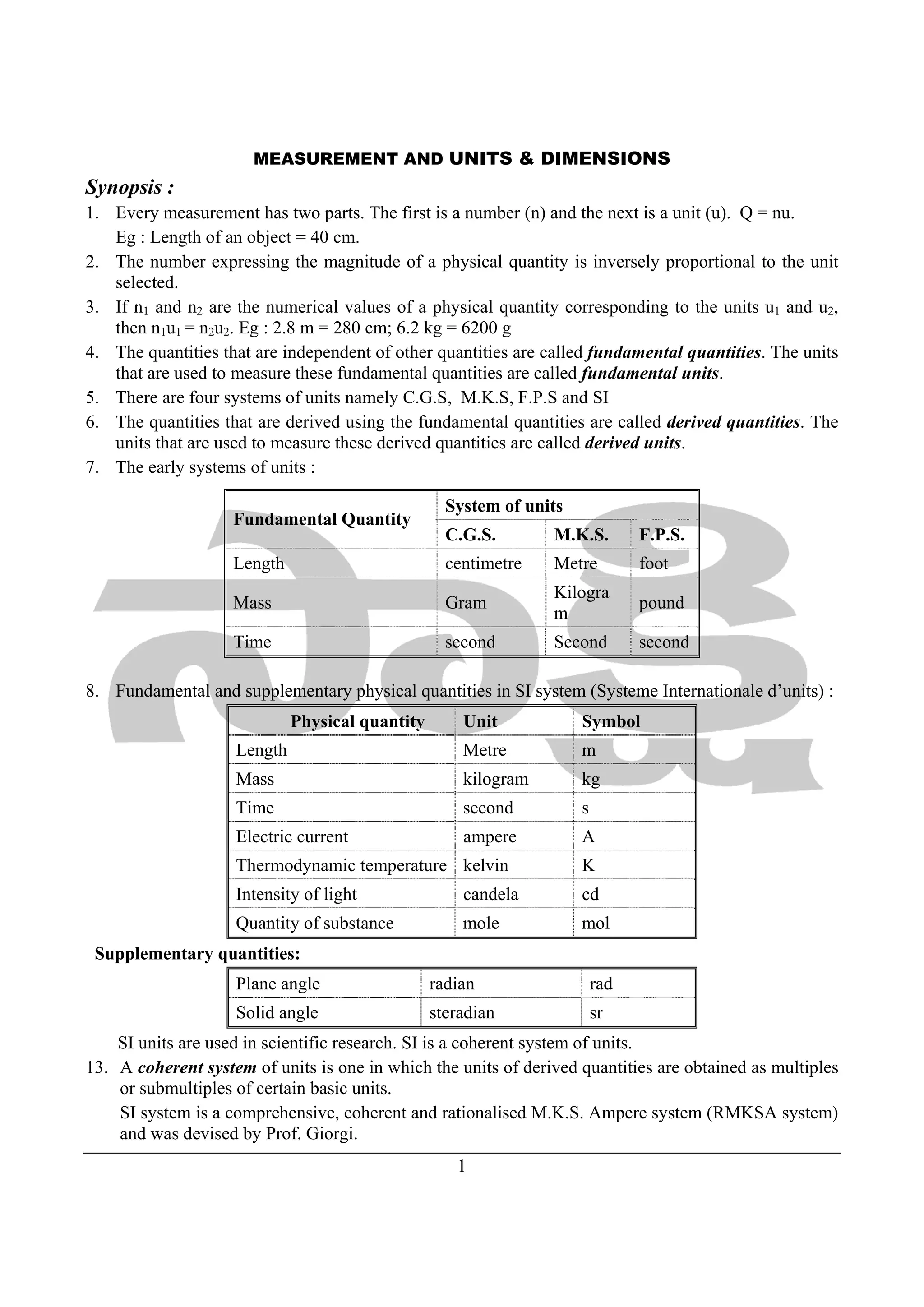 Unit Number Amount units and dimensions | PDF